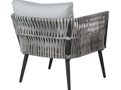 Beliani Set da giardino con tavolo 4 posti PREVEZA Rattan sintetico (PE) Grigio Grigio Nero