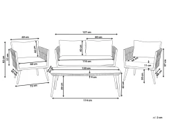 Beliani Set da giardino con tavolo 4 posti PREVEZA Rattan sintetico (PE) Grigio Grigio Nero