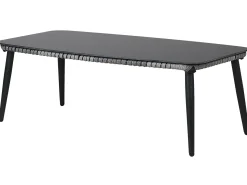 Beliani Set da giardino con tavolo 4 posti PREVEZA Rattan sintetico (PE) Grigio Grigio Nero