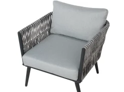 Beliani Set da giardino con tavolo 4 posti PREVEZA Rattan sintetico (PE) Grigio Grigio Nero