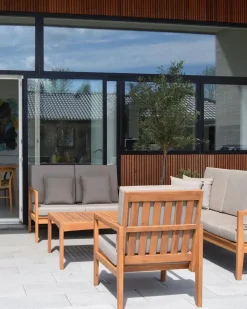 Best Beliani Set da giardino con tavolo 7 posti PATAJA Legno di acacia certificato Marrone chiaro Beige Marrone Grigio