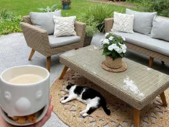 Online Beliani Set da giardino con tavolo 5 posti VITTORIA Rattan sintetico (PE) Grigio Beige Naturale Marrone Grigio
