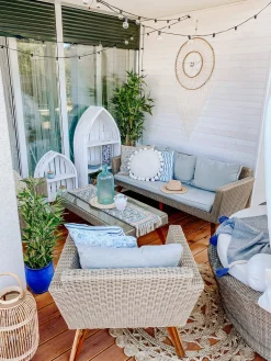Online Beliani Set da giardino con tavolo 5 posti VITTORIA Rattan sintetico (PE) Grigio Beige Naturale Marrone Grigio