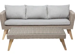 Online Beliani Set da giardino con tavolo 5 posti VITTORIA Rattan sintetico (PE) Grigio Beige Naturale Marrone Grigio