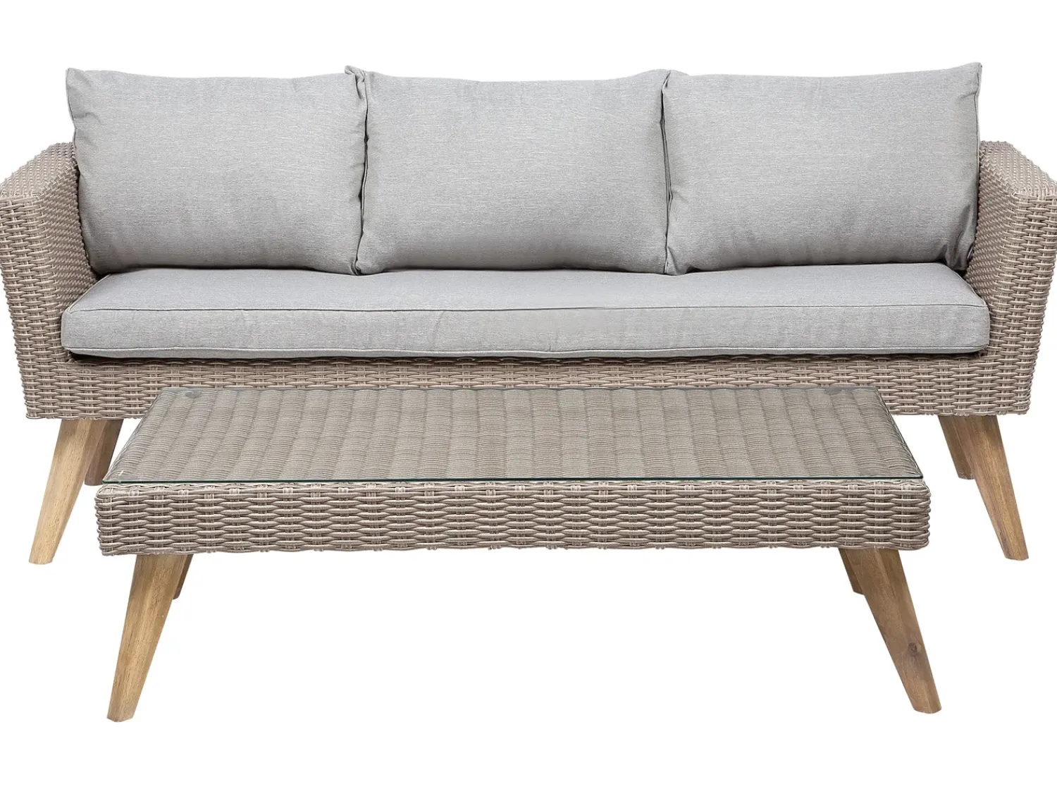 Online Beliani Set da giardino con tavolo 5 posti VITTORIA Rattan sintetico (PE) Grigio Beige Naturale Marrone Grigio