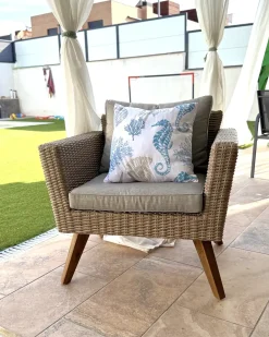 Online Beliani Set da giardino con tavolo 5 posti VITTORIA Rattan sintetico (PE) Grigio Beige Naturale Marrone Grigio