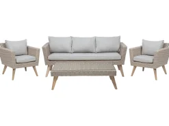 Online Beliani Set da giardino con tavolo 5 posti VITTORIA Rattan sintetico (PE) Grigio Beige Naturale Marrone Grigio