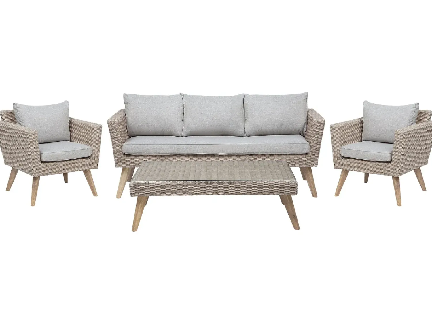 Online Beliani Set da giardino con tavolo 5 posti VITTORIA Rattan sintetico (PE) Grigio Beige Naturale Marrone Grigio