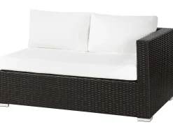 Clearance Beliani Set da giardino con tavolo 8 posti XXL Lato destro Modulare Rattan sintetico (PE) Marrone scuro Bianco Marrone