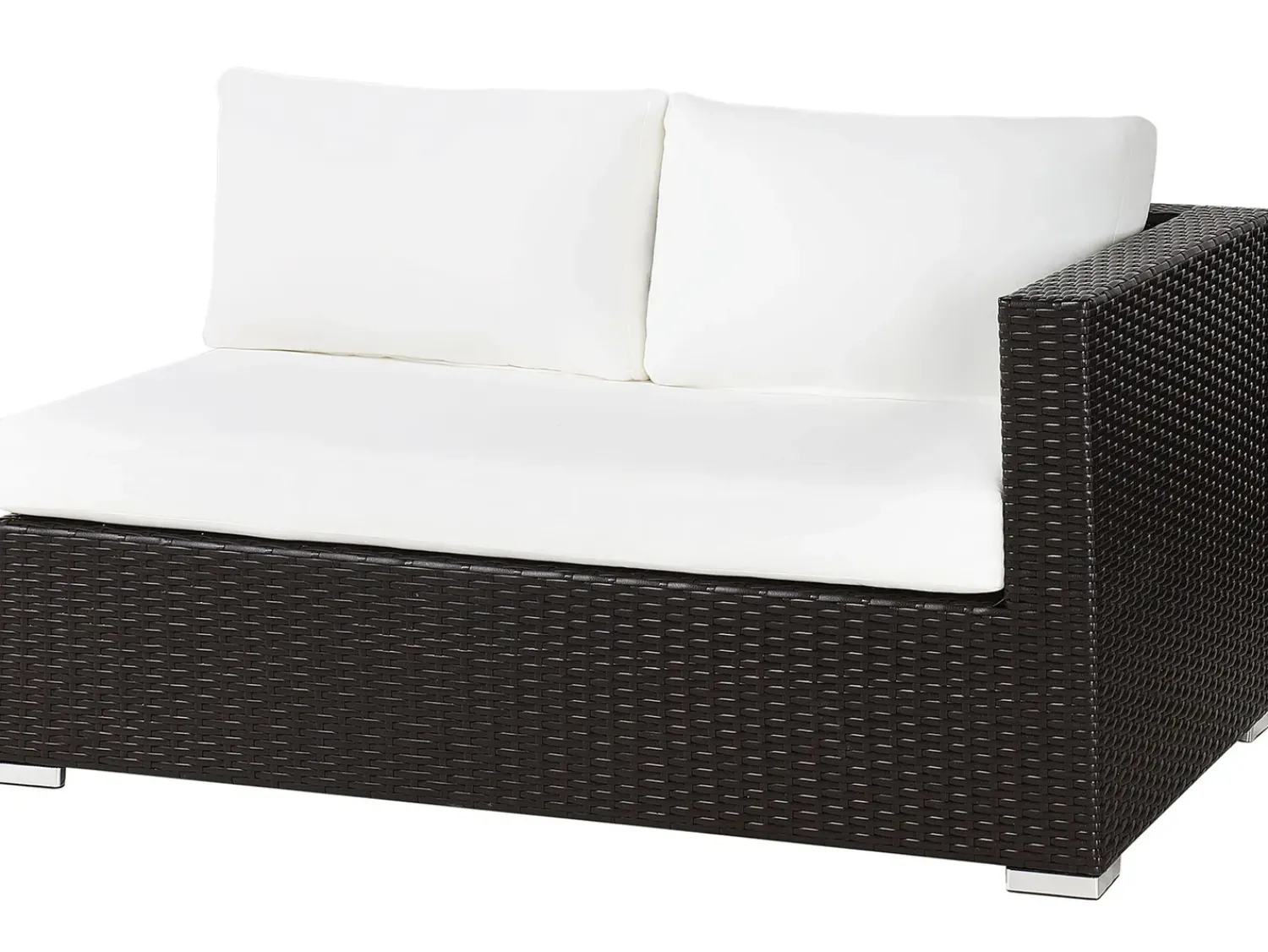 Clearance Beliani Set da giardino con tavolo 8 posti XXL Lato destro Modulare Rattan sintetico (PE) Marrone scuro Bianco Marrone