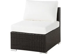 Clearance Beliani Set da giardino con tavolo 8 posti XXL Lato destro Modulare Rattan sintetico (PE) Marrone scuro Bianco Marrone