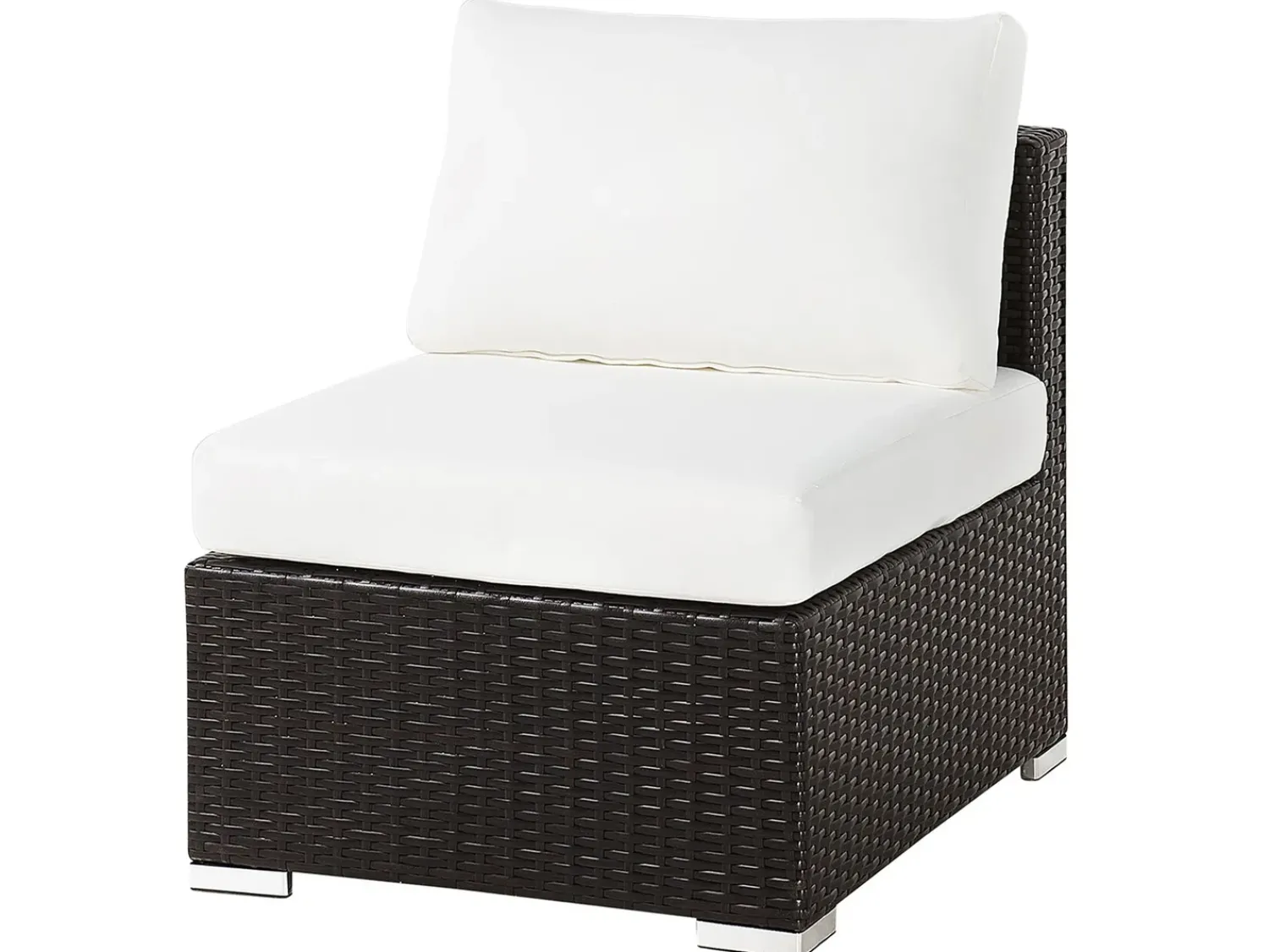 Clearance Beliani Set da giardino con tavolo 8 posti XXL Lato destro Modulare Rattan sintetico (PE) Marrone scuro Bianco Marrone