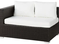 Clearance Beliani Set da giardino con tavolo 8 posti XXL Lato destro Modulare Rattan sintetico (PE) Marrone scuro Bianco Marrone