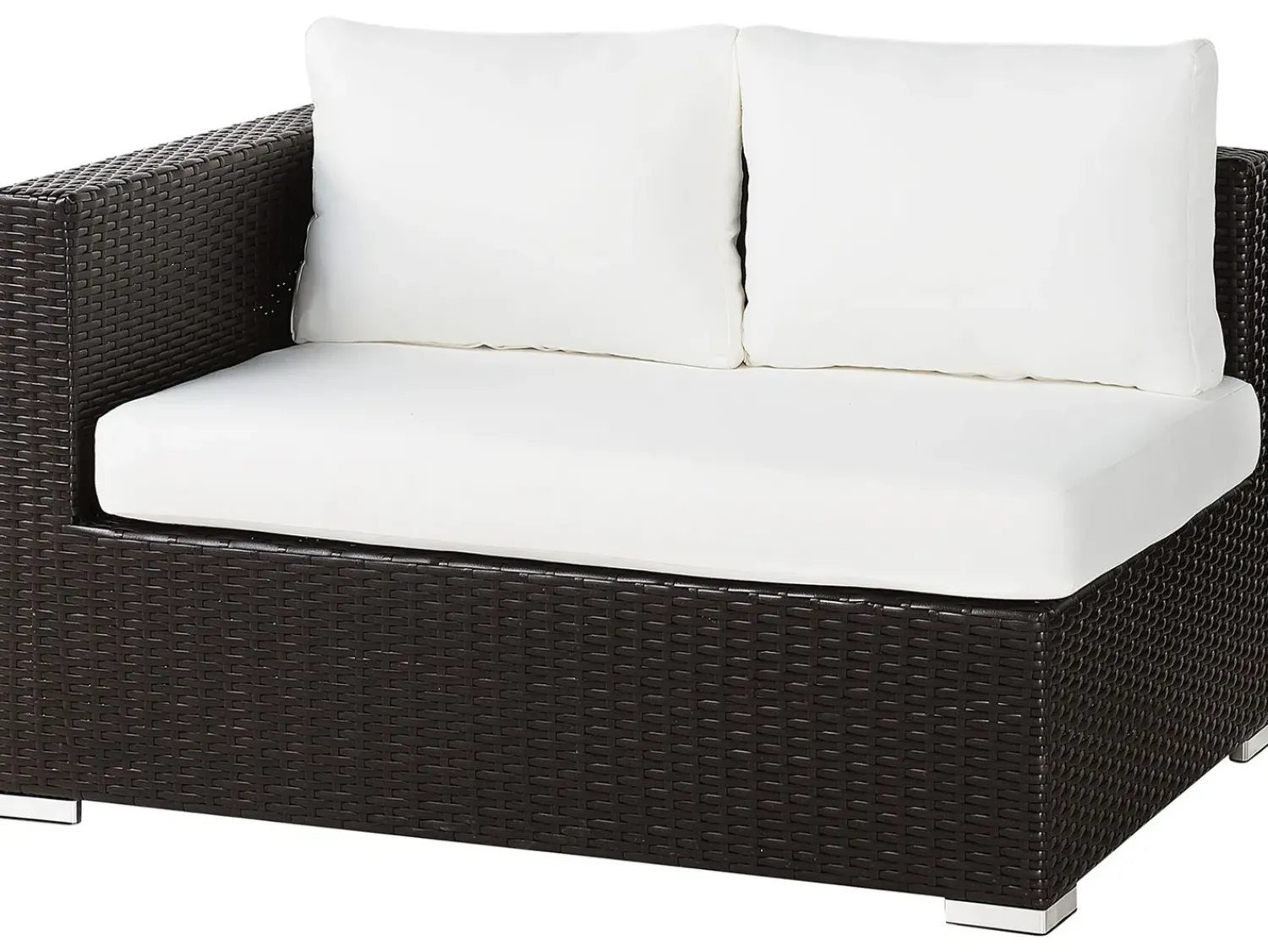 Clearance Beliani Set da giardino con tavolo 8 posti XXL Lato destro Modulare Rattan sintetico (PE) Marrone scuro Bianco Marrone
