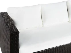 Clearance Beliani Set da giardino con tavolo 8 posti XXL Lato destro Modulare Rattan sintetico (PE) Marrone scuro Bianco Marrone