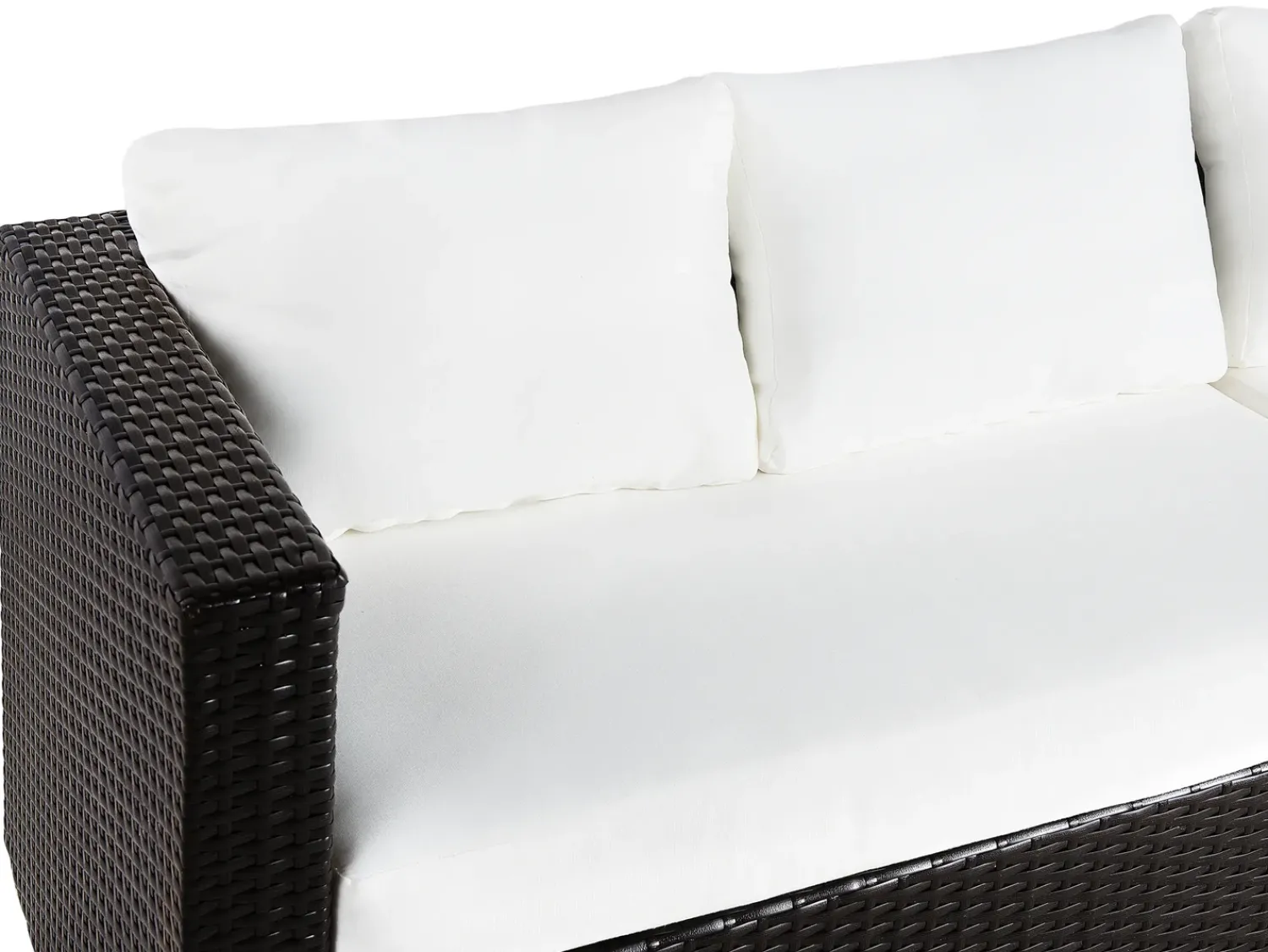 Clearance Beliani Set da giardino con tavolo 8 posti XXL Lato destro Modulare Rattan sintetico (PE) Marrone scuro Bianco Marrone