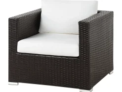 Clearance Beliani Set da giardino con tavolo 8 posti XXL Lato destro Modulare Rattan sintetico (PE) Marrone scuro Bianco Marrone