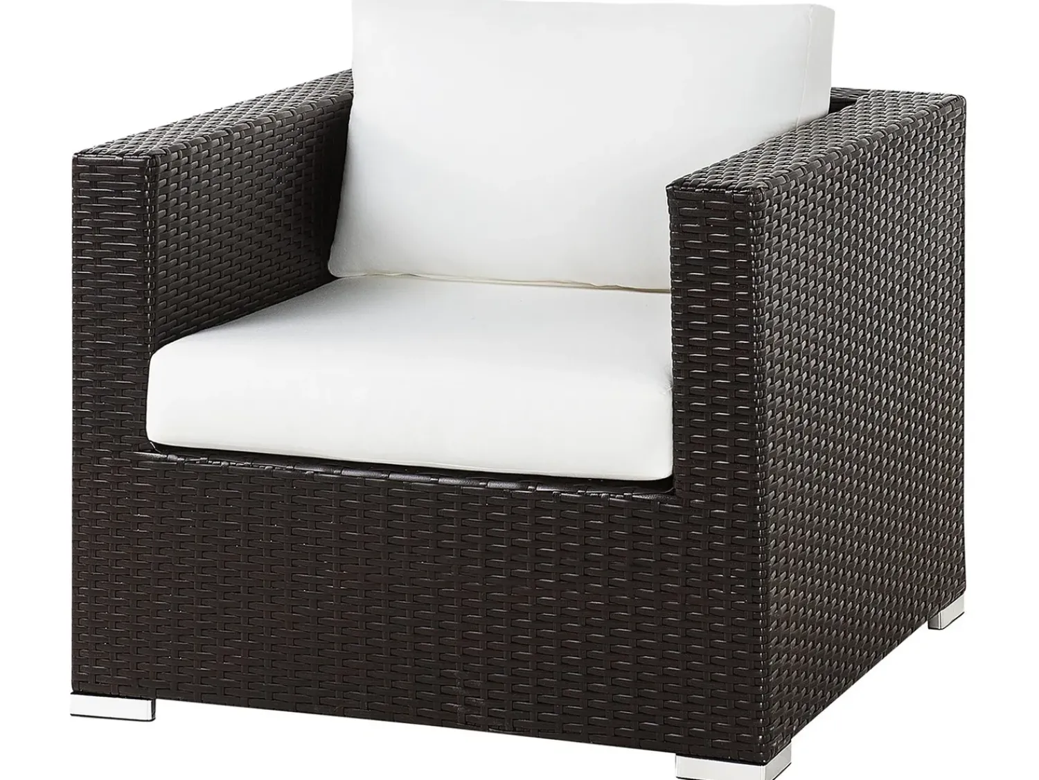 Clearance Beliani Set da giardino con tavolo 8 posti XXL Lato destro Modulare Rattan sintetico (PE) Marrone scuro Bianco Marrone