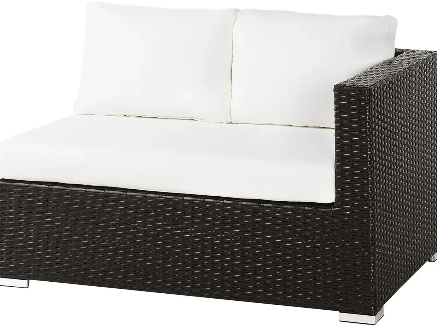 Clearance Beliani Set da giardino con tavolo 8 posti XXL Lato destro Modulare Rattan sintetico (PE) Marrone scuro Bianco Marrone