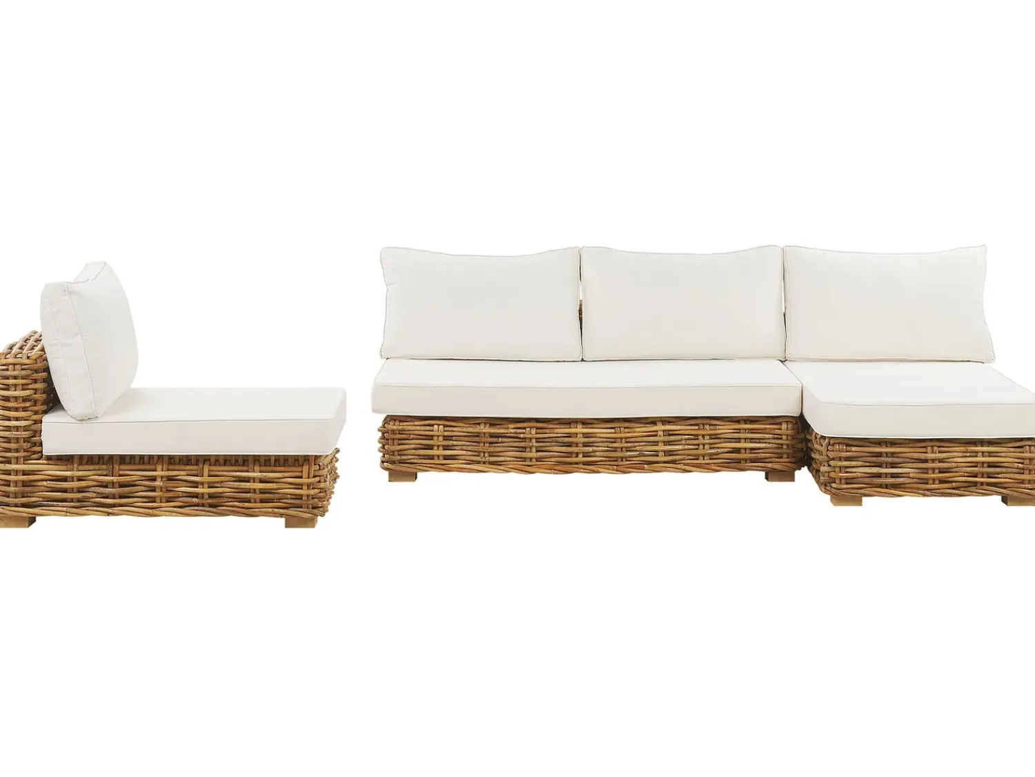 Sale Beliani Set da giardino con tavolo 4 posti VARALLO Modulare Rattan Naturale Bianco Marrone