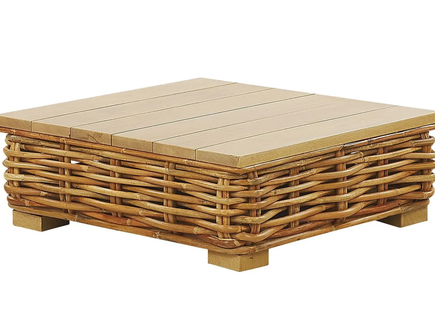 Sale Beliani Set da giardino con tavolo 4 posti VARALLO Modulare Rattan Naturale Bianco Marrone