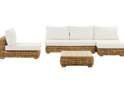 Sale Beliani Set da giardino con tavolo 4 posti VARALLO Modulare Rattan Naturale Bianco Marrone