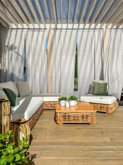 Sale Beliani Set da giardino con tavolo 4 posti VARALLO Modulare Rattan Naturale Bianco Marrone