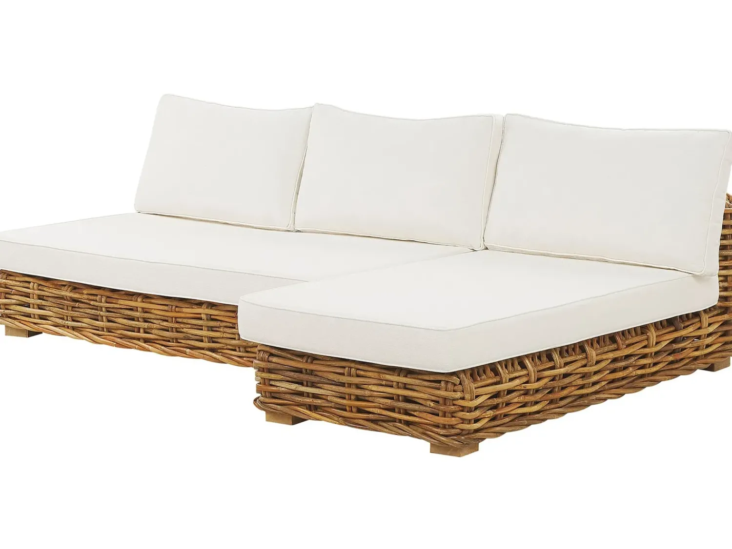 Sale Beliani Set da giardino con tavolo 4 posti VARALLO Modulare Rattan Naturale Bianco Marrone