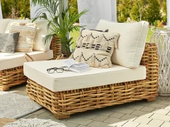 Sale Beliani Set da giardino con tavolo 4 posti VARALLO Modulare Rattan Naturale Bianco Marrone