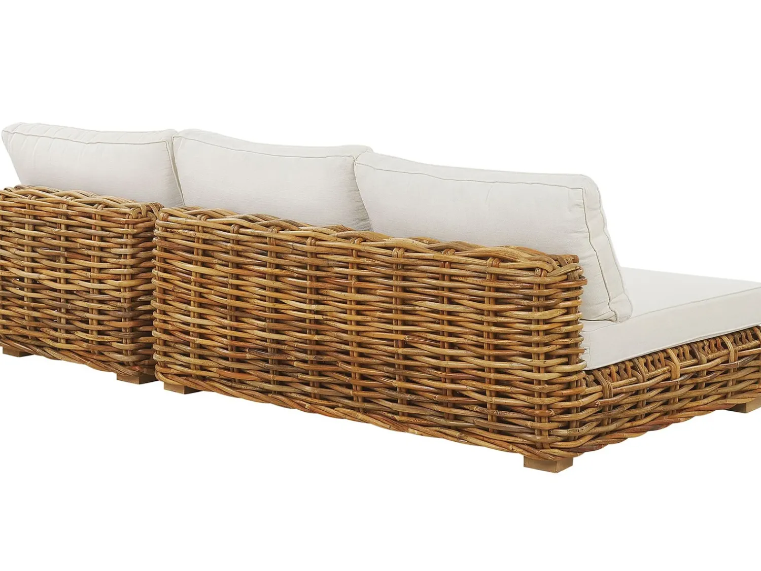 Sale Beliani Set da giardino con tavolo 4 posti VARALLO Modulare Rattan Naturale Bianco Marrone
