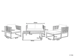 Outlet Beliani Set da giardino con tavolo 4 posti BERMUDA Legno d'acacia Marrone Marrone Argento Bianco