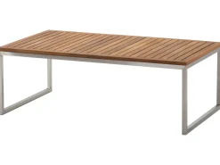Outlet Beliani Set da giardino con tavolo 4 posti BERMUDA Legno d'acacia Marrone Marrone Argento Bianco