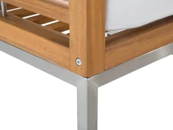 Outlet Beliani Set da giardino con tavolo 4 posti BERMUDA Legno d'acacia Marrone Marrone Argento Bianco