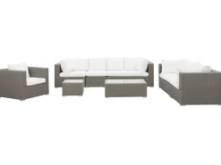Beliani Set da giardino con tavolo 8 posti MAESTRO Modulare Rattan sintetico (PE) Tortora Bianco Grigio