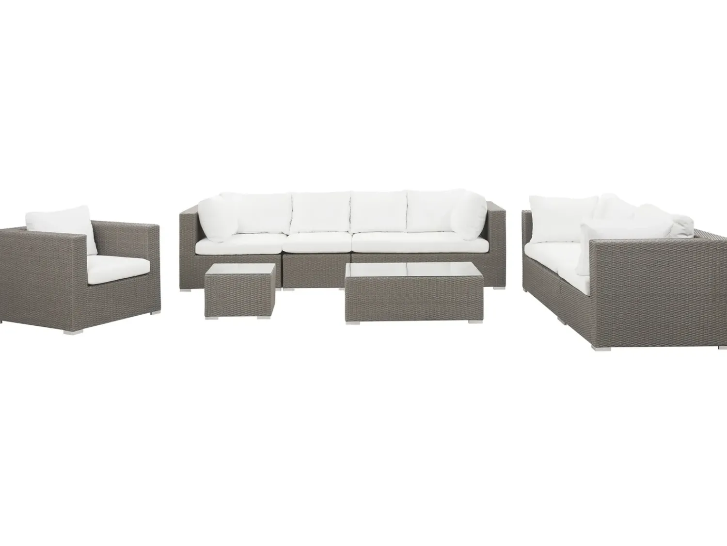 Beliani Set da giardino con tavolo 8 posti MAESTRO Modulare Rattan sintetico (PE) Tortora Bianco Grigio