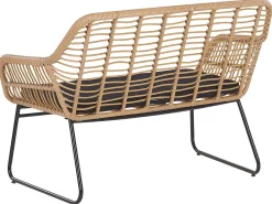 Outlet Beliani Set da giardino con tavolo 4 posti MINORI Rattan sintetico (PE) Beige Beige Naturale Nero