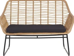 Outlet Beliani Set da giardino con tavolo 4 posti MINORI Rattan sintetico (PE) Beige Beige Naturale Nero