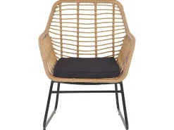 Outlet Beliani Set da giardino con tavolo 4 posti MINORI Rattan sintetico (PE) Beige Beige Naturale Nero