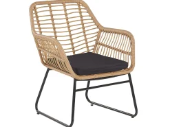 Outlet Beliani Set da giardino con tavolo 4 posti MINORI Rattan sintetico (PE) Beige Beige Naturale Nero
