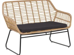 Outlet Beliani Set da giardino con tavolo 4 posti MINORI Rattan sintetico (PE) Beige Beige Naturale Nero