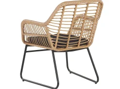 Outlet Beliani Set da giardino con tavolo 4 posti MINORI Rattan sintetico (PE) Beige Beige Naturale Nero