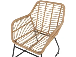 Outlet Beliani Set da giardino con tavolo 4 posti MINORI Rattan sintetico (PE) Beige Beige Naturale Nero