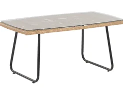 Outlet Beliani Set da giardino con tavolo 4 posti MINORI Rattan sintetico (PE) Beige Beige Naturale Nero