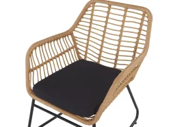 Outlet Beliani Set da giardino con tavolo 4 posti MINORI Rattan sintetico (PE) Beige Beige Naturale Nero