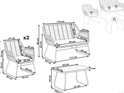 Outlet Beliani Set da giardino con tavolo 4 posti MINORI Rattan sintetico (PE) Beige Beige Naturale Nero