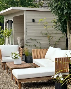 Hot Beliani Set da giardino con tavolo 4 posti CREMONA Legno d'acacia Bianco sporco Bianco Marrone
