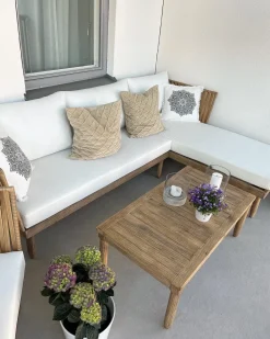 Hot Beliani Set da giardino con tavolo 4 posti CREMONA Legno d'acacia Bianco sporco Bianco Marrone