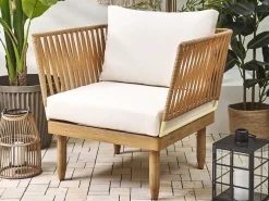 Hot Beliani Set da giardino con tavolo 4 posti CREMONA Legno d'acacia Bianco sporco Bianco Marrone