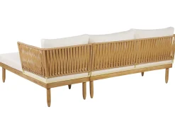 Hot Beliani Set da giardino con tavolo 4 posti CREMONA Legno d'acacia Bianco sporco Bianco Marrone