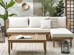 Hot Beliani Set da giardino con tavolo 4 posti CREMONA Legno d'acacia Bianco sporco Bianco Marrone